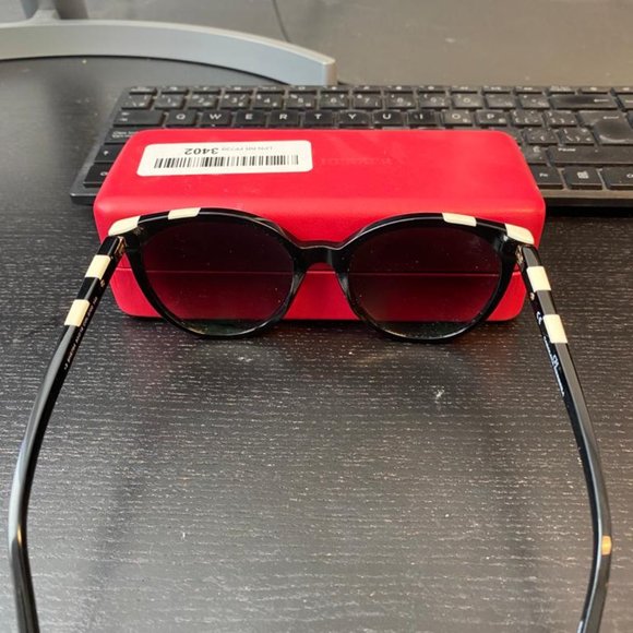 Carolina Herrera Women's Round Shiny Black Sunglasses - Picture 5 of 5